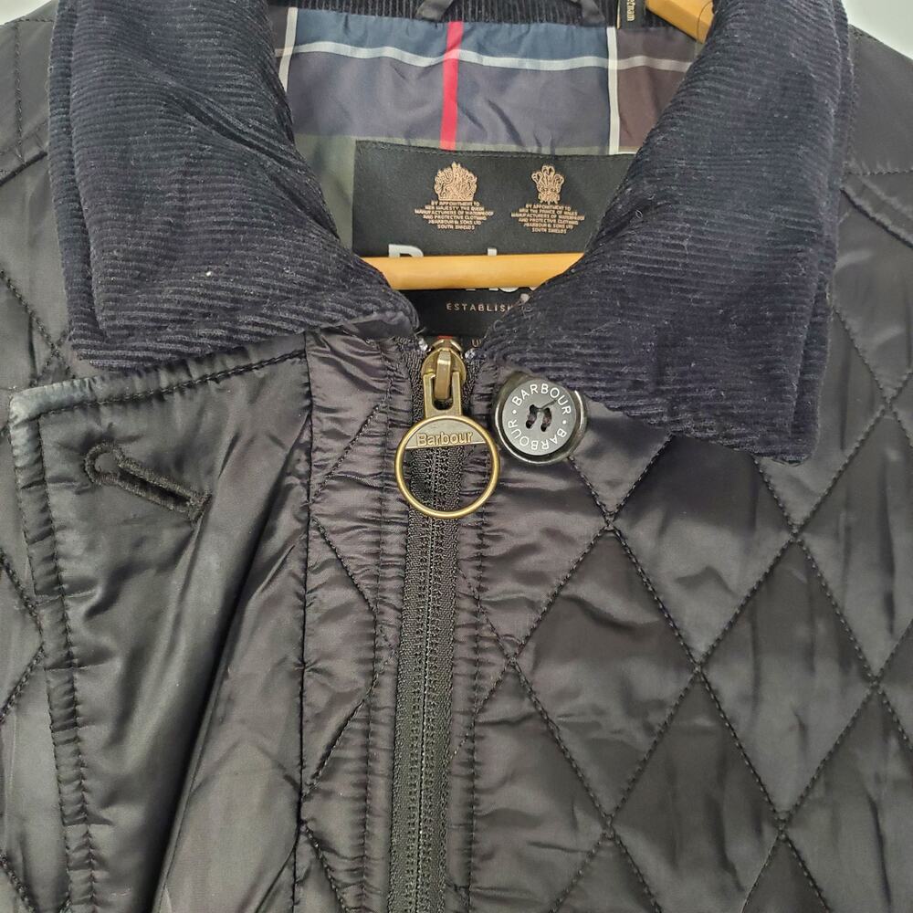 Barbour Constable Quilted Longline Barn Jacket Chore Coat Black Lined Size US 10 - Picture 6 of 12